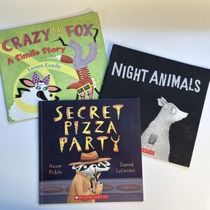 Set of 3 Childrens Storybooks Secret Pizza Party Night Animals Crazy Like a Fox